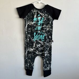 Rags rise and shine, white splatters kids romper